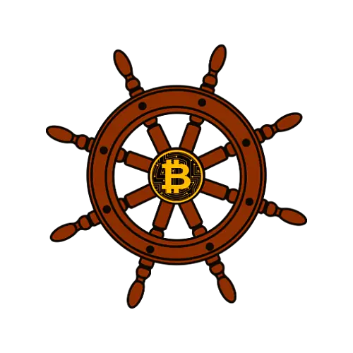 The Crypto Helm Blog Logo - Wooden Helm with Bitcoin logo in the middle